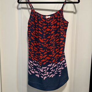 CAbi Smooch Navy and Pink Patterned spaghetti strap. Size Small
